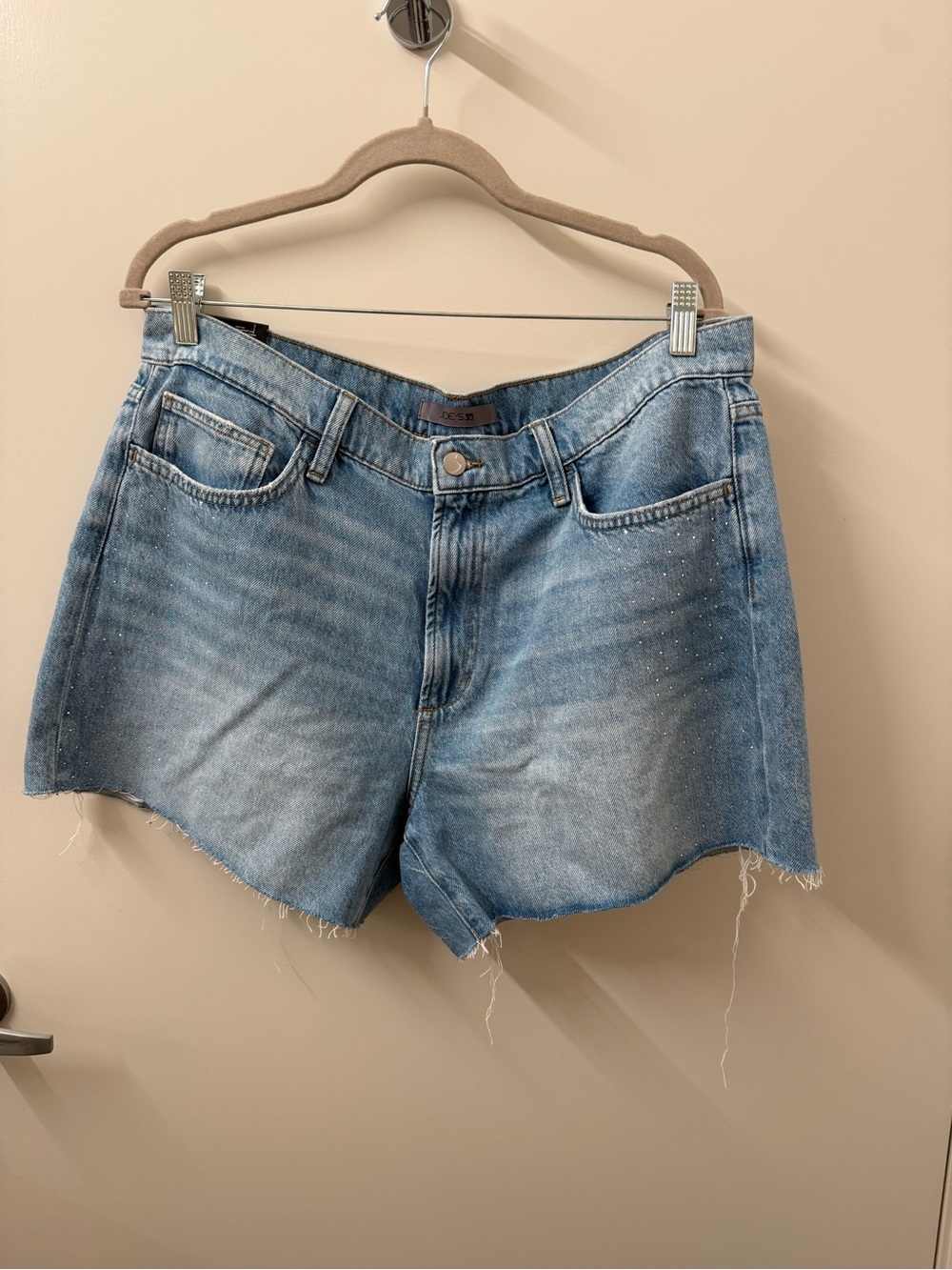 Joe's Jeans Light Wash Crystal Embellished Denim Shorts